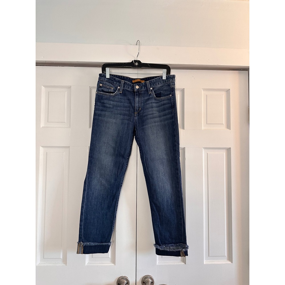 Joe's Jeans The Smith Mid Rise Straight Ankle Frayed Hem Jeans Blue W 28